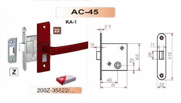 Spragtukas WC durims užrakinti su rankenom rudos spalvos AC45 200Z-35824/22-WC