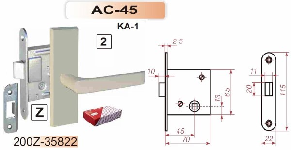 Spragtukas durims užrakinti su rankenomis baltos spalvos AC45 200Z-35822/2