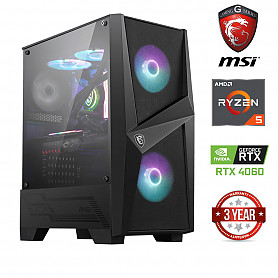 Ryzen 5 5500 16GB 256GB SSD 1TB HDD RTX 4060 NoOs Stacionarus kompiuteris