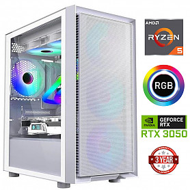 Ryzen 5 5500 16GB 1TB SSD RTX 3050 6GB NoOs White Stacionarus kompiuteris