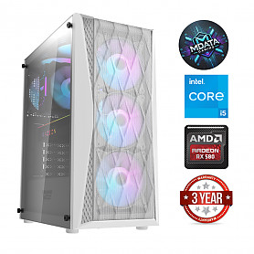 i5-14400F 64GB 512GB SSD RX580 NoOS White Stacionarus kompiuteris