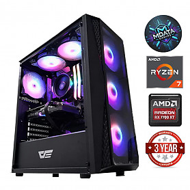 Ryzen 7 5800X 32GB 512GB SSD 1TB HDD RX 7700 XT NoOS Stacionarus kompiuteris
