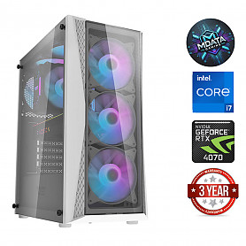 i7-12700KF 64GB 4TB SSD 1TB HDD RTX 4070 NOOS White Stacionarus kompiuteris