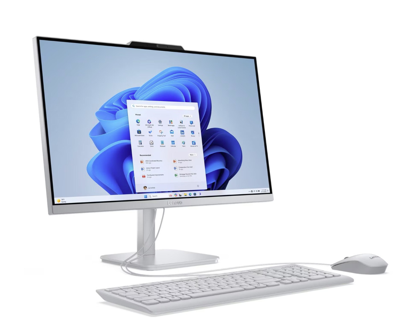 Kompiuteris Lenovo A100, 23.8 FHD i3-N305/8GB/512GB/Intel UHD/WIN11 Home/ENG kbd, pilkas