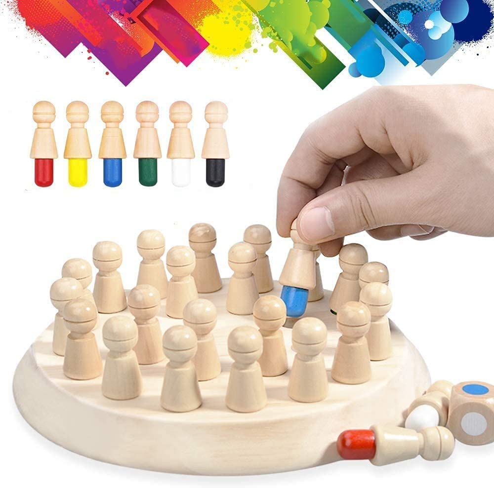 Atminties šachmatai medinis montessori žaidimas