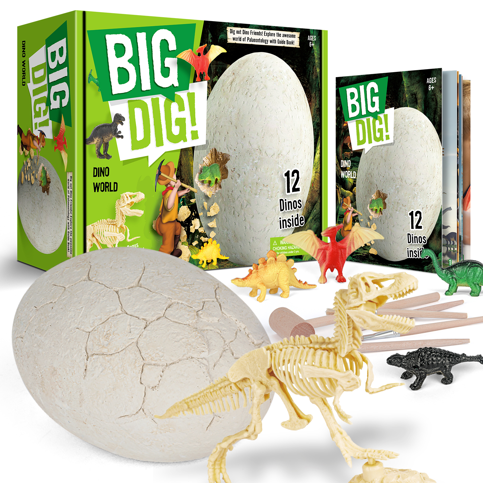 Archeologijos kasinėjimo rinkinys 12 dinozaurų didelis kiaušinis