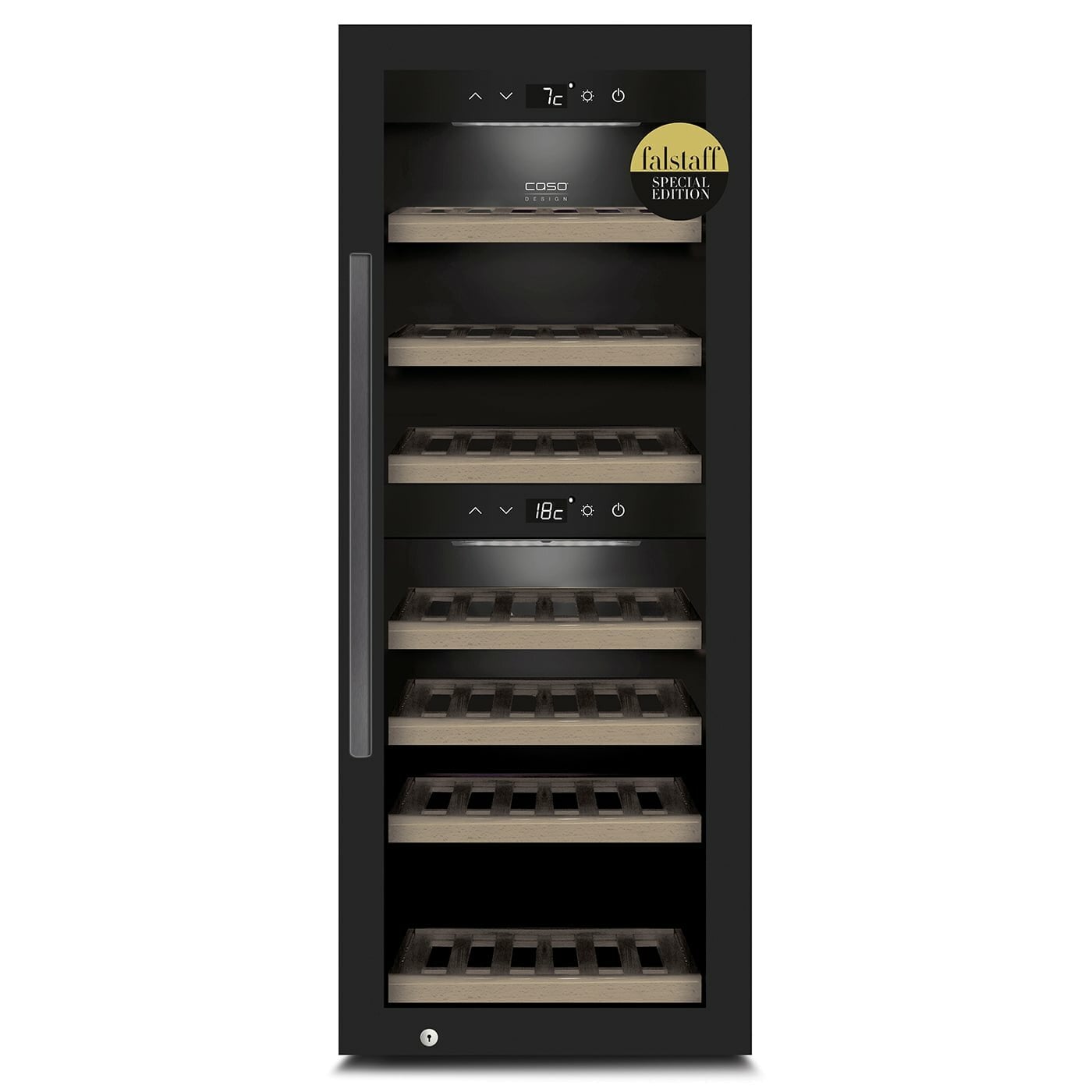 Vyno šaldytuvas Caso Smart Wine Cooler WineExclusive 38 Energy efficiency class G, Free standing, Bottles capacity Up to 38 bottles, Cooling type Compressor technology, Black