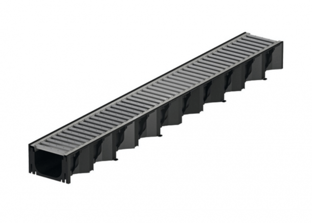 Lauko latakas Aco HEXALINE, su cinkuotomis grotelėmis, 100cm
