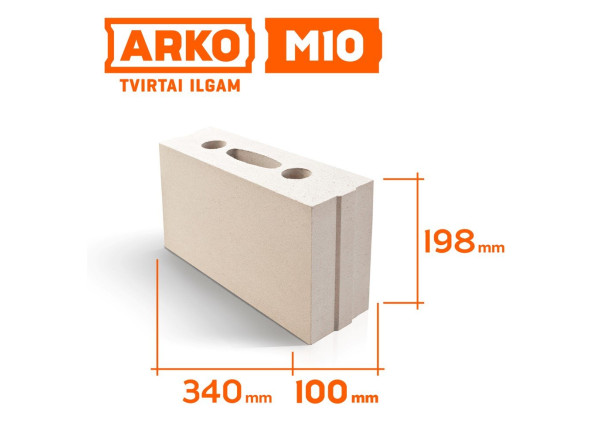 Silikatiniai blokeliai Arko M-10, pertvaroms,  100mm