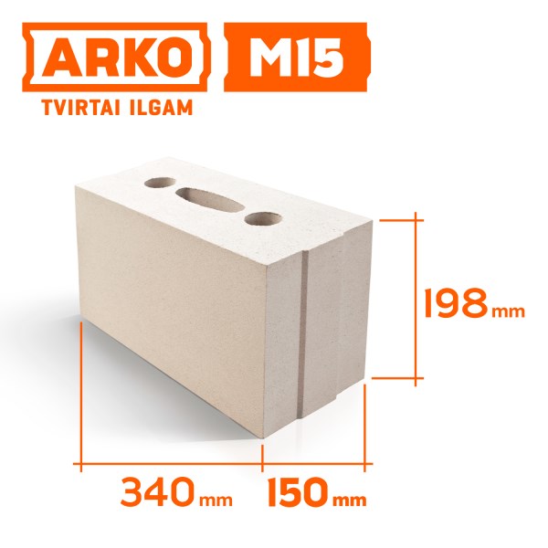 Blokas ARKO M15, silikatinis, 340x150x198 mm