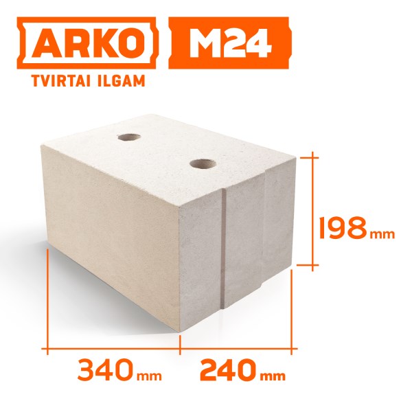 Blokas ARKO M24, silikatinis, 340x240x198 mm