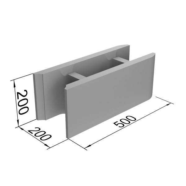 Blokas FIBO 200, keramzitbetonio, pamatinis, 500x200x200 mm