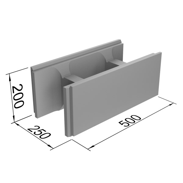 Blokas FIBO 250, keramzitbetonio, pamatinis, 500x250x200 mm