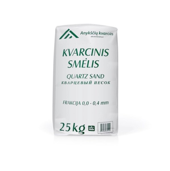 Smėlis, kvarcinis frakcija, 0 - 0,4 mm, 25 kg