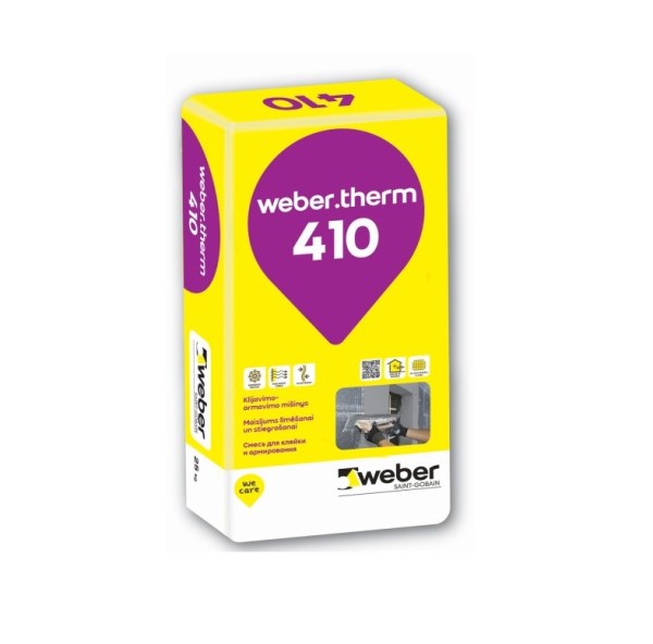 Klijavimo armavimo mišinys su polipropileniniu plaušu WEBER Therm 410, 25 kg