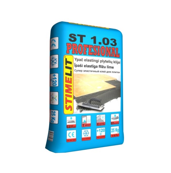 Ypač Elastingi plytelių klijai STIMELIT ST1.03 PROFESIONAL, 25 kg