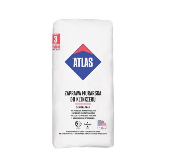 Klinkerio mūro mišinys ATLAS ZM-CIEMNOBRĄZOW-241, 25 kg, tamsiai rudas
