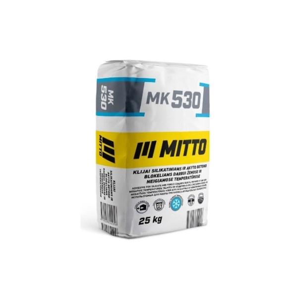 Klijai silikatiniams ir akyto betono blokeliams MITTO MK530, 25 kg