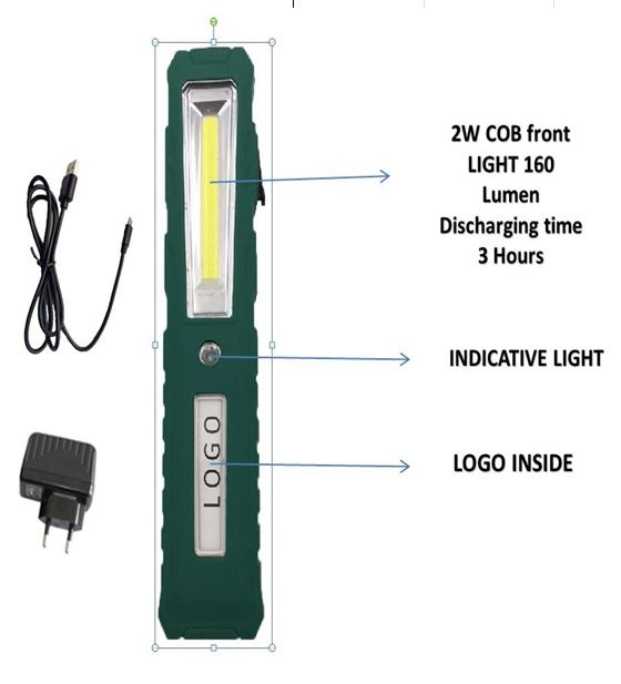 Darbo lempa akumuliatorinė Li-Ion, 1x2W COB LED (CW12)