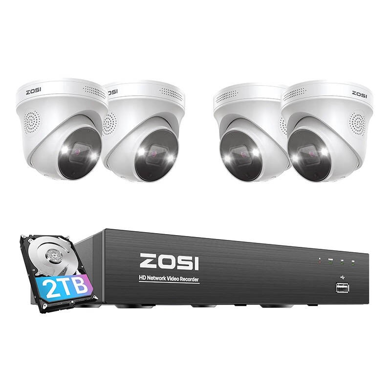IP kamera ZOSI C225 4 vnt. WiFi 5MP + NVR 8ch + 2TB HDD