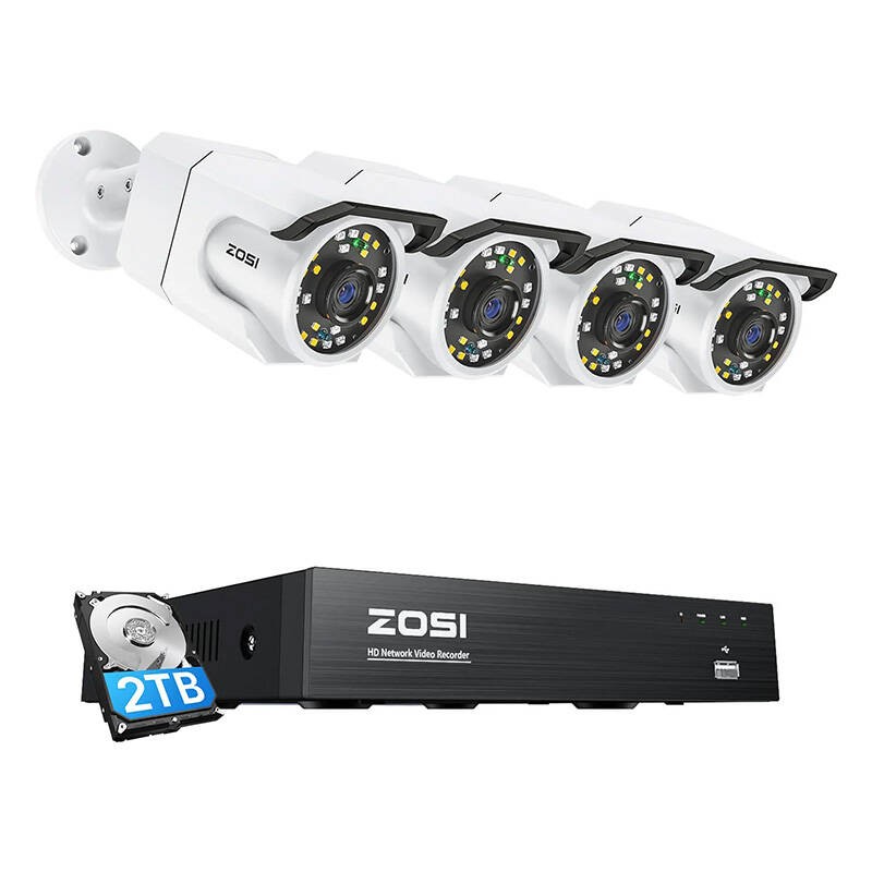 IP kamera ZOSI C105 4 vnt. WiFi 8MP + NVR 8ch + 2TB HDD