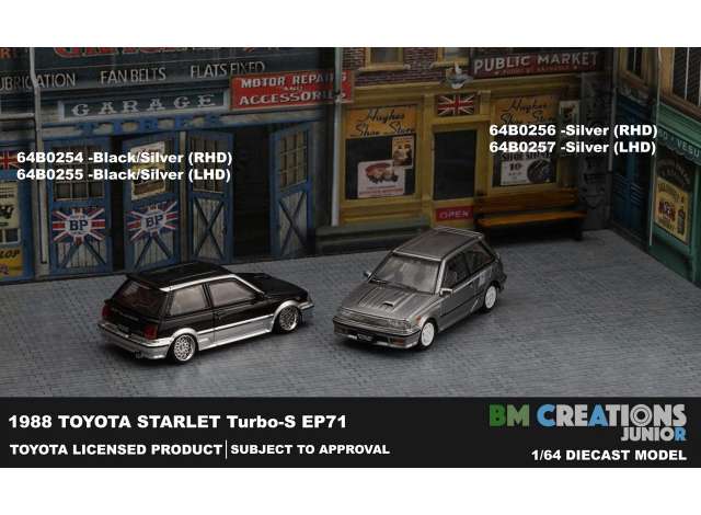 PRE-ORD3R BM Creations Modeliukas Toyota 1988 Starlet Turbo S EP71, black/silver