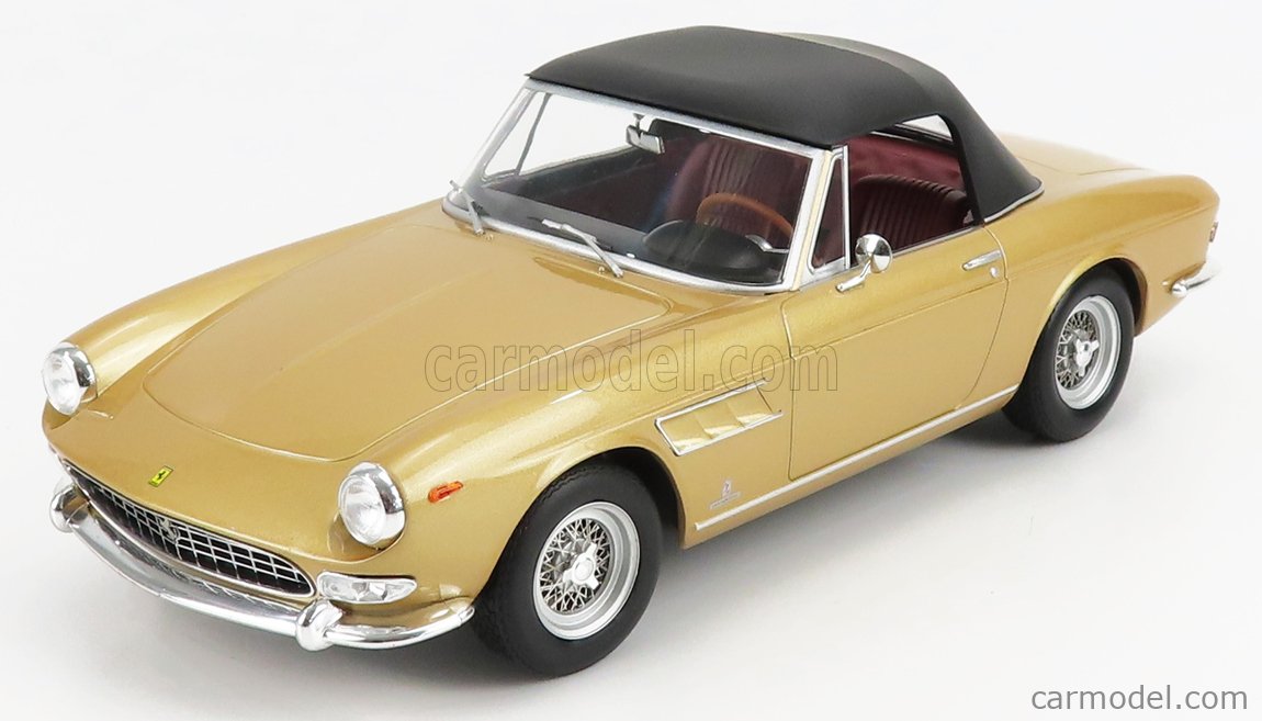 PRE-ORD3R KK Scale Modeliukas 1964 Ferrari 275 GTS Pininfarina Spyder *Interieur red*, gold metallic