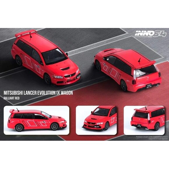 Inno64 Modeliukas 2005 Mitsubishi Lancer Evolution IX Wagen Ralliart, red (yra Sandėlyje)
