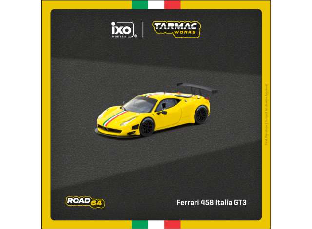 PRE-ORD3R Tarmac Modeliukas 1/64 Ferrari 458 Italia GT3, yellow