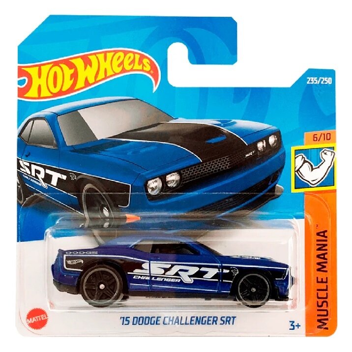 Hot Wheels Mainline Modeliukas 15 Dodge Challenger SRT blue (yra Sandėlyje)