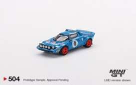 Mini GT Modeliukas Lancia Stratos HF #4 1979 Rally Monte Carlo winner, blue/red (yra sandėlyje)