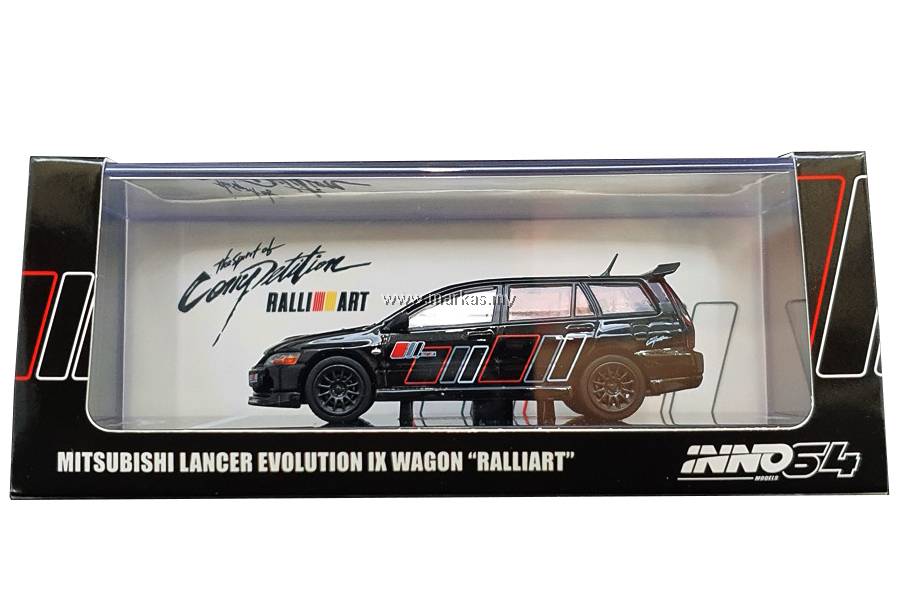 PRE-ORD3R Inno64 Modeliukas 2005 Mitsubishi Lancer Evolution IX Wagon Ralliart, black