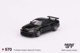 Mini GT Modeliukas Nissan Skyline GT-R R34 V-Spec, black pearl (yra Sandėlyje)