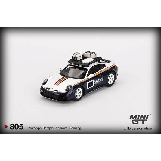 Mini GT Modeliukas 1/64 2023 Porsche 911 (992) Dakar Rallye Design Package, white/gentian blue metallic