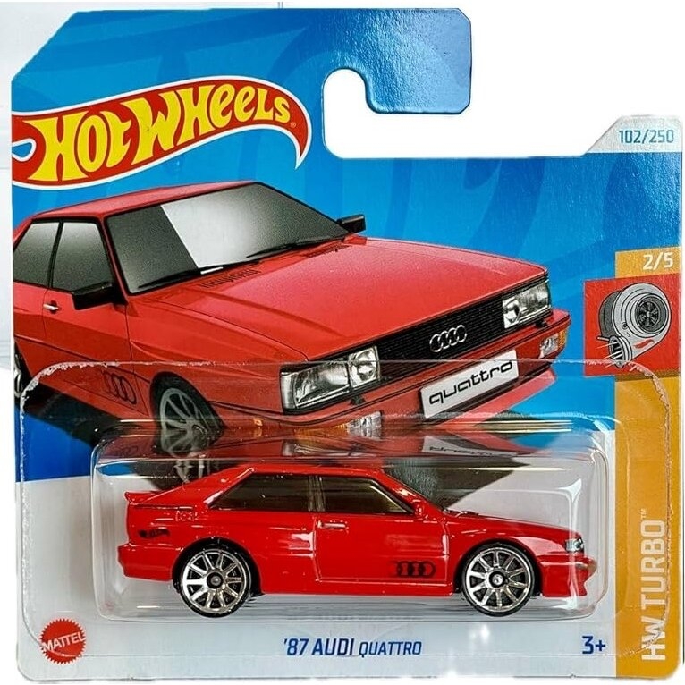 Hot Wheels Mainline Modeliukas 87 Audi Quattro red