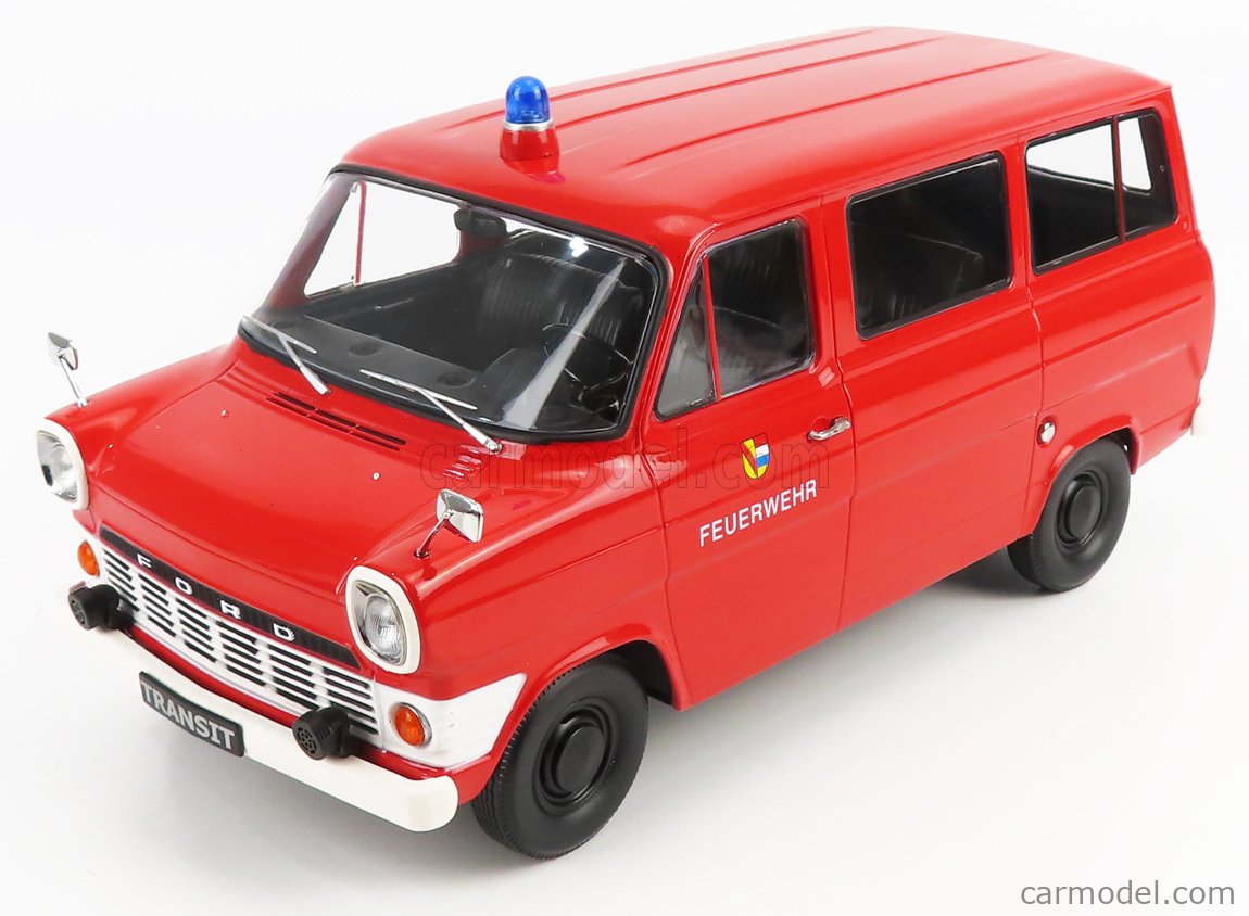 PRE-ORD3R KK Scale Modeliukas 1965 Ford Transit Bus Feuerwehr, red