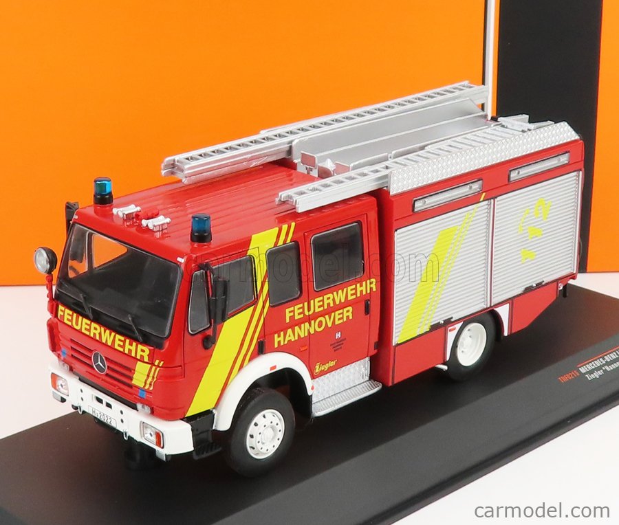 PRE-ORD3R IXO Models Modeliukas Mercedes LF 16/12 Ziegler *Feuerwehr Hannover*, red