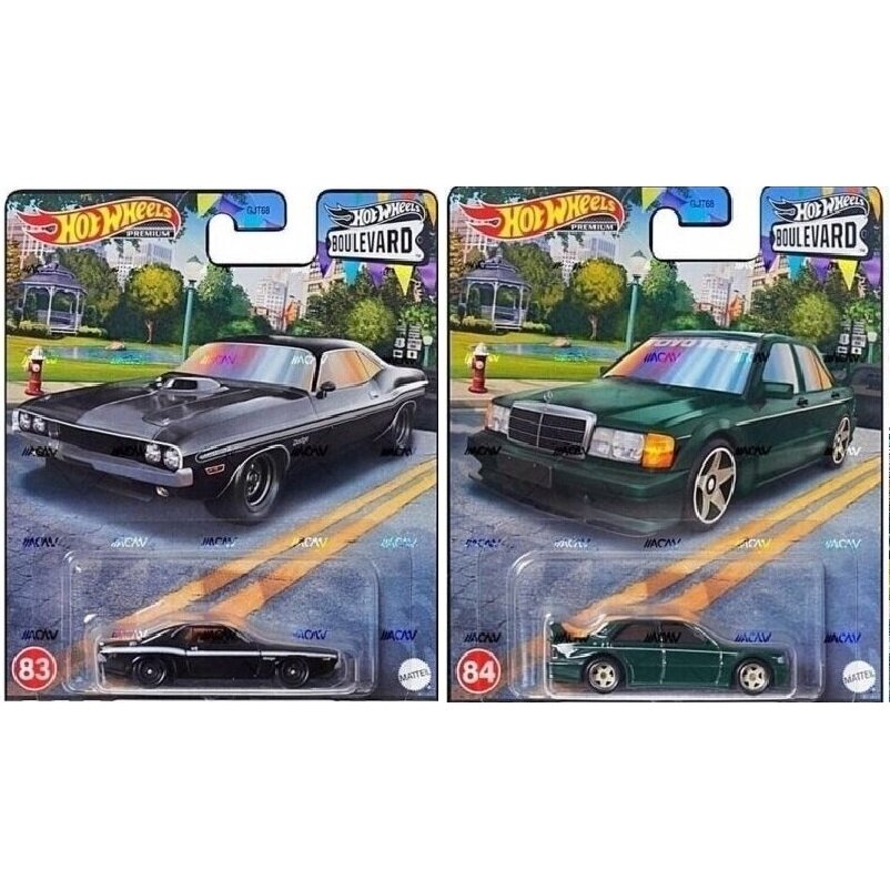 Hot Wheels Premium Modeliukas 84. Mercedes-Benz 190 E 2.5-16 + 83. ’70 Dodge HEMI Challenger