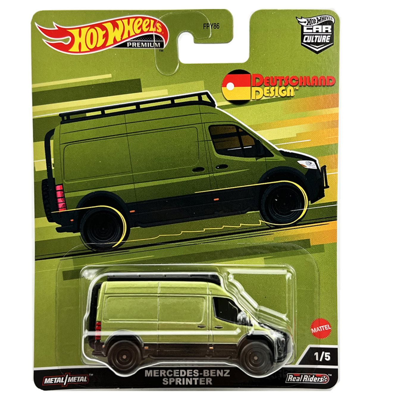 KORTELĖ 8/10!!! Hot Wheels Premium Modeliukas Mercedes Benz Sprinter, green