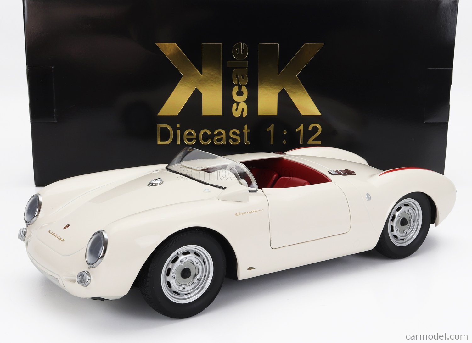 PRE-ORD3R KK Scale Modeliukas 1/12 1953-1957 Porsche 550A Spyder, white/red