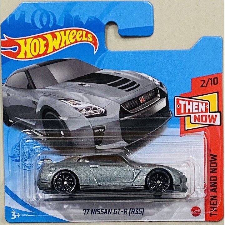 Hot Wheels Mainline Modeliukas 17 Nissan GT-R R35 grey short card