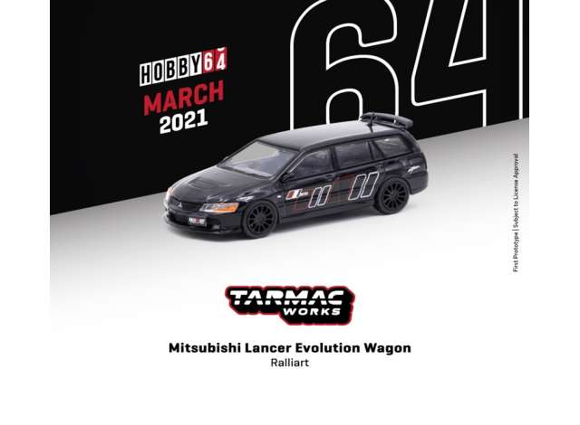 PRE-ORD3R Tarmac Modeliukas 1/64 Mitsubishi Lancer Evolution Wagon Ralliart, black