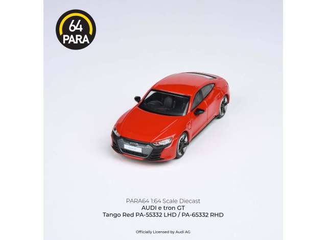 PRE-ORD3R Para64 Modeliukas Audi E-Tron GT *Left Hand Drive*, tango red (cars in a deluxe Acrylic window box)