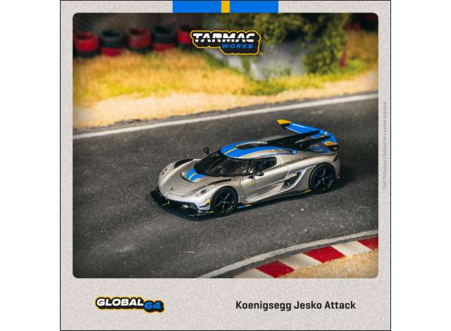 PRE-ORD3R Tarmac Modeliukas 1/64 Koenigsegg Jesko Attack, silver