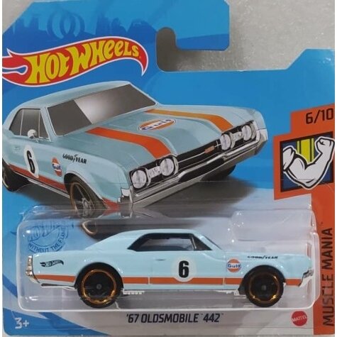 Hot Wheels Modeliukas 231/250 Gulf 67 Oldsmobile 442 Muscle Mania (yra Sandėlyje)