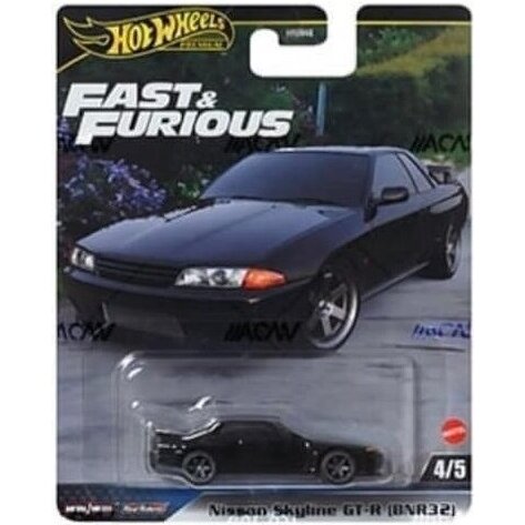 Hot Wheels Fast Furious Premium Modeliukas Nissan Skyline GT-R BNR32, black 5/5 (yra Sandėlyje)