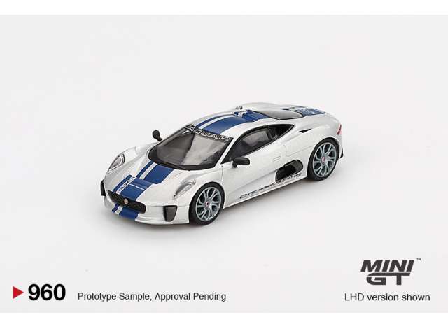 PRE-ORD3R Mini GT Modeliukas 1/64 2010 Jaguar C-X75, silver/blue