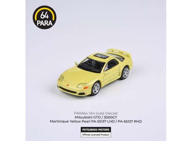 PRE-ORD3R Para64 Modeliukas Mitsubishi 3000GT GTO *Left Hand Drive*, martinique yellow pearl (cars in a deluxe Acrylic window box)