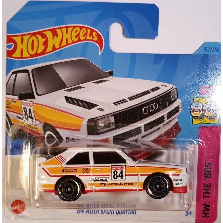 Hot Wheels 2023 P Case Modeliukas '84 Audi Sport Quattro White Short Card (yra Sandėlyje)