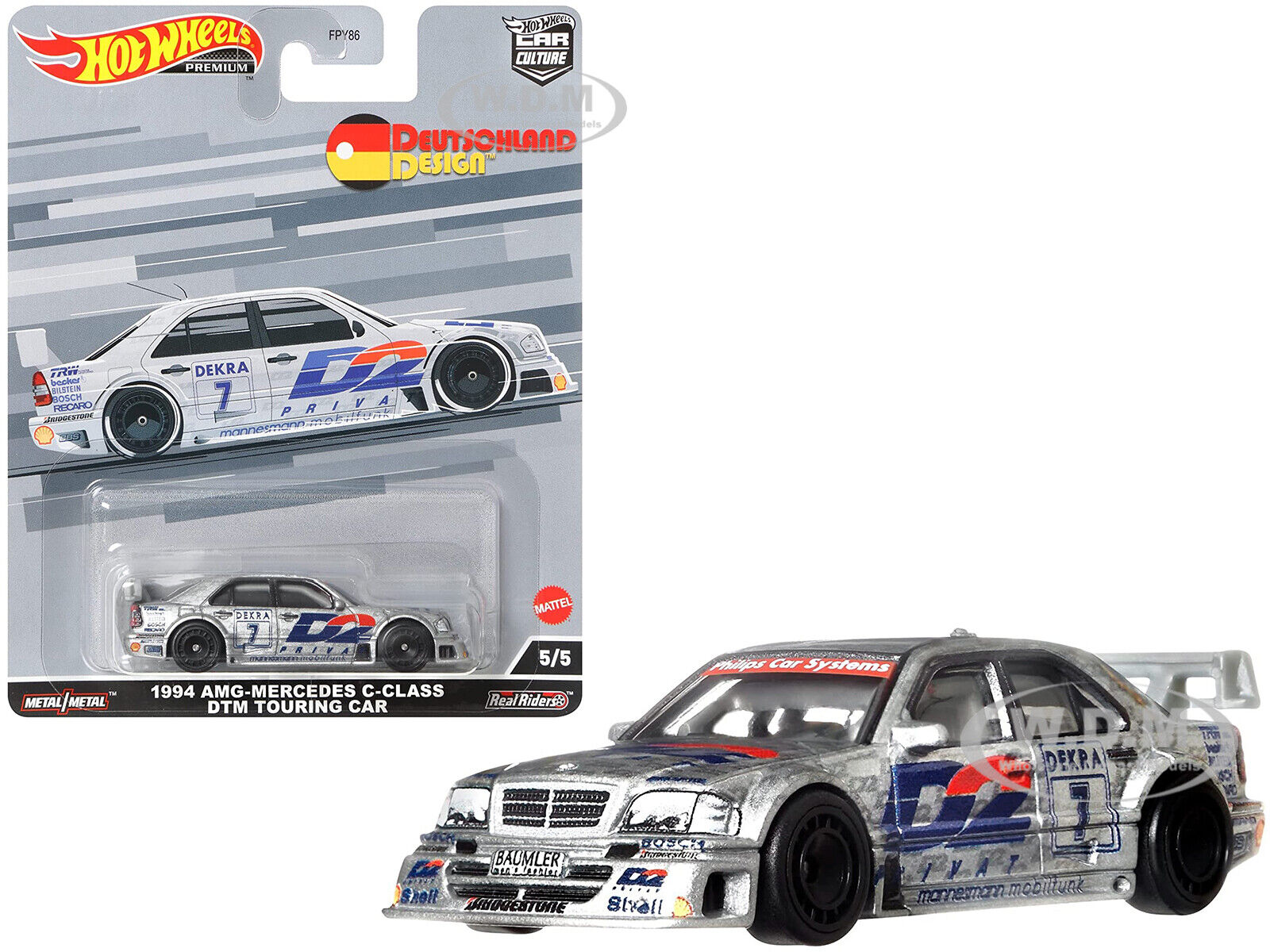Hot Wheels Premium Modeliukas 1994 AMG Mercedes Benz C-Class DTM Touring D2 #7 (yra Sandėlyje)